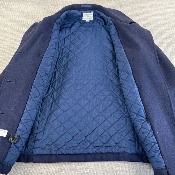 Vtg Sears Navy Wool Double Breasted Peacoat Size M Winter Jacket Quilted Lining - Picture 7 of 8